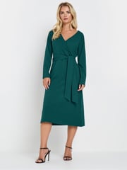 M&Co Blue Petite Plain Wrap Dress - Image 1 of 5
