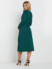 M&Co Blue Petite Plain Wrap Dress - Image 3 of 5