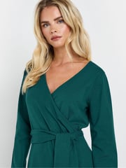 M&Co Blue Petite Plain Wrap Dress - Image 4 of 5