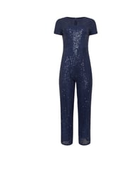 M&Co Blue Petite Keyhole Sequin Jumpsuit - Image 6 of 6