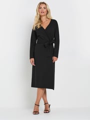 M&Co Black Petite Plain Wrap Front Dress - Image 2 of 5