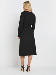 M&Co Black Petite Plain Wrap Front Dress - Image 3 of 5