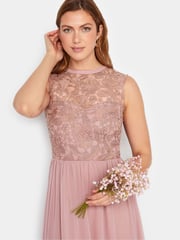 Long Tall Sally Pink Lace Chiffon Maxi Dress - Image 4 of 4