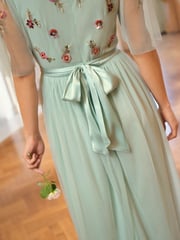 Love & Roses Green Embroidered Angel Sleeve Maxi Dress - Image 3 of 4