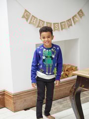 Society 8 Blue Boys Elfster Christmas Jumper - Image 1 of 4