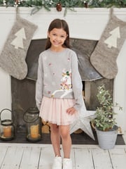 Society 8 Grey Girls Magic Christmas Jumper - Image 1 of 3