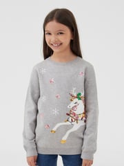 Society 8 Grey Girls Magic Christmas Jumper - Image 2 of 3