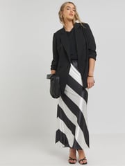 Simply Be Mono Print Satin Maxi Skirt - Image 1 of 4