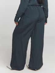 Simply Be Blue Textured Satin Wide Leg Trousers - Image 2 of 4