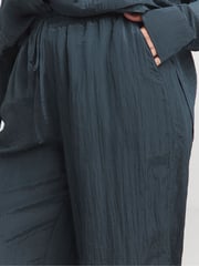 Simply Be Blue Textured Satin Wide Leg Trousers - Image 4 of 4