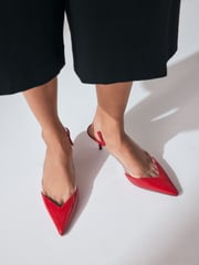 Red Forever Comfort® Point Toe Detail Vinyl Slingback Heels - Image 2 of 5