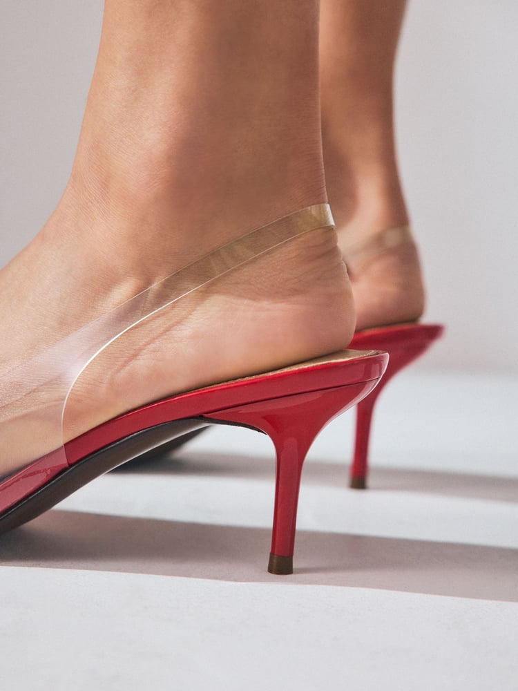 Red Forever Comfort® Point Toe Detail Vinyl Slingback Heels - Image 5 of 5