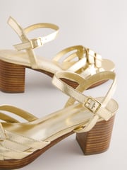 Gold Forever Comfort® Round Toe Low Strap Buckle Detail Platform Sandals - Image 10 of 10