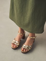 Gold Forever Comfort® Round Toe Low Strap Buckle Detail Platform Sandals - Image 2 of 10