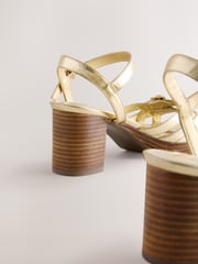 Gold Forever Comfort® Round Toe Low Strap Buckle Detail Platform Sandals - Image 9 of 10