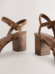 Tan Brown Forever Comfort® Round Toe Low Strap Buckle Detail Platform Sandals - Image 4 of 5