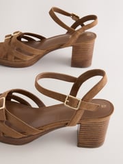 Tan Brown Forever Comfort® Round Toe Low Strap Buckle Detail Platform Sandals - Image 5 of 5