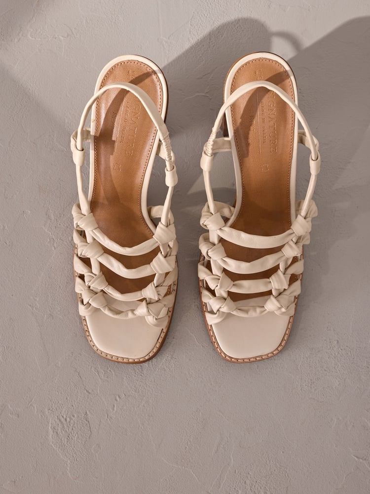 Bone Signature Premium Leather Square Toe Cage Slingback Block Heel Sandals - Image 2 of 7