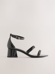 Black Standard/Wide Fit Forever Comfort® Square Toe Low Block Heel Multi Buckle Sandals - Image 2 of 5