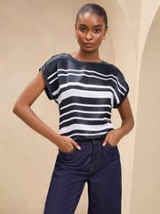Lipsy Navy Round Neck T-Shirt - Image 1 of 4
