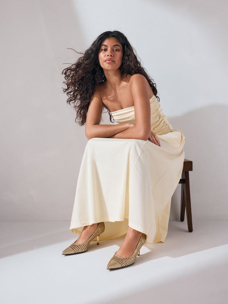 Gold Forever Comfort® Point Toe Weave Court Heel Shoes - Image 2 of 4