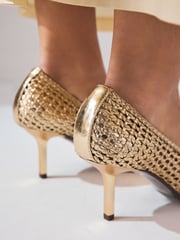 Gold Forever Comfort® Point Toe Weave Court Heel Shoes - Image 3 of 4