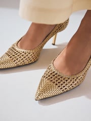 Gold Forever Comfort® Point Toe Weave Court Heel Shoes - Image 4 of 4