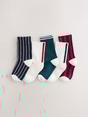 Black/Red Cushioned Footbed Stripe Socks 5 Pack - Image 1 of 3