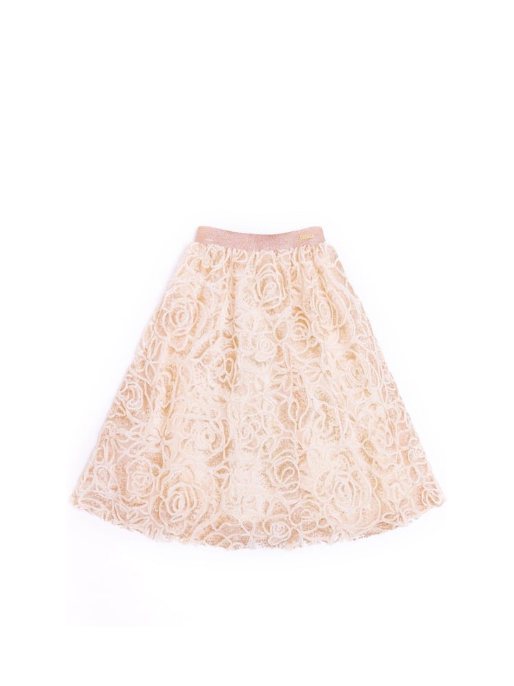 Nicole Miller Natural Glittery Lace Tulle Skirt - Image 1 of 7 Nicole Miller Natural Glittery Lace Tulle Skirt - Image 1 of 7