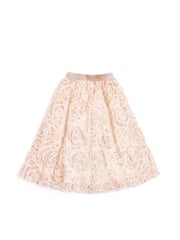 Nicole Miller Natural Glittery Lace Tulle Skirt - Image 2 of 7
