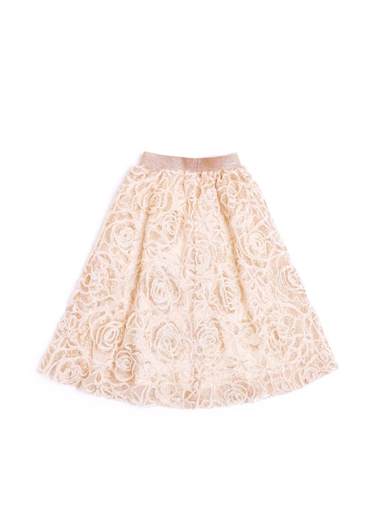 Nicole Miller Natural Glittery Lace Tulle Skirt - Image 2 of 7