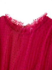 Nicole Miller Red Velvet Tiered 100% Cotton Dress - Image 5 of 8