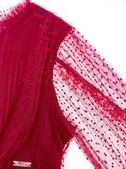 Nicole Miller Red Velvet Tiered 100% Cotton Dress - Image 6 of 8