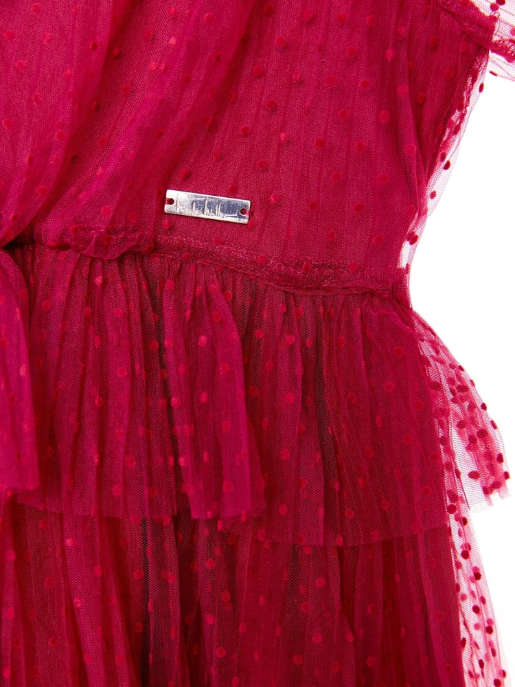 Nicole Miller Red Velvet Tiered 100% Cotton Dress - Image 8 of 8