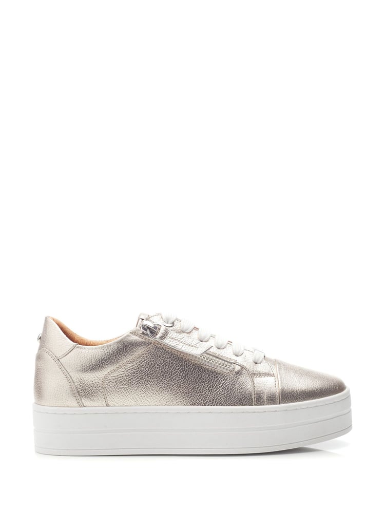 Moda In Pelle Abbiy Chunky Slab Sole Side Zip Lace Up Trainers - Image 1 of 4