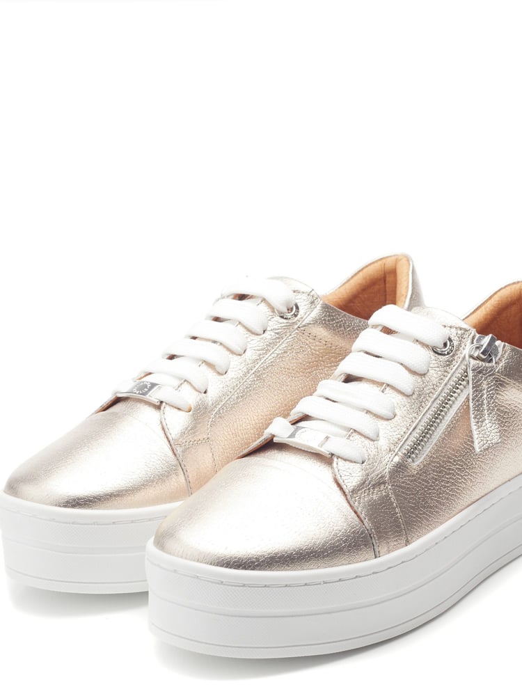 Moda In Pelle Abbiy Chunky Slab Sole Side Zip Lace Up Trainers - Image 2 of 4