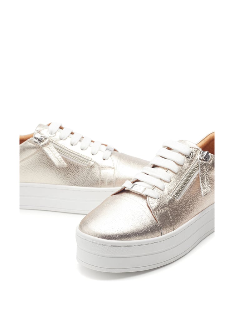 Moda In Pelle Abbiy Chunky Slab Sole Side Zip Lace Up Trainers - Image 4 of 4
