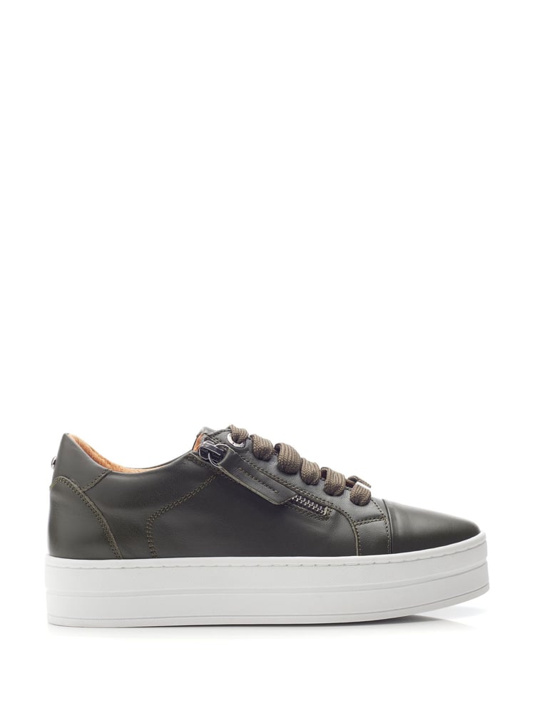 Moda In Pelle Abbiy Chunky Slab Sole Side Zip Lace Up Trainers - Image 1 of 4