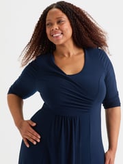 Scarlett & Jo Blue Solid Ruched Maxi Gown - Image 2 of 4
