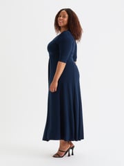 Scarlett & Jo Blue Solid Ruched Maxi Gown - Image 3 of 4