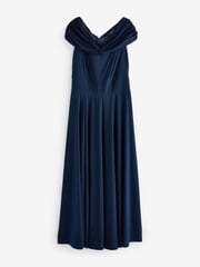 Scarlett & Jo Blue Bardot Solid Maxi Dress - Image 5 of 5