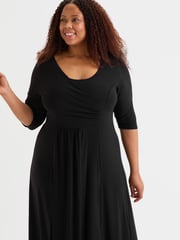 Scarlett & Jo Black Solid Ruched Maxi Gown - Image 2 of 4