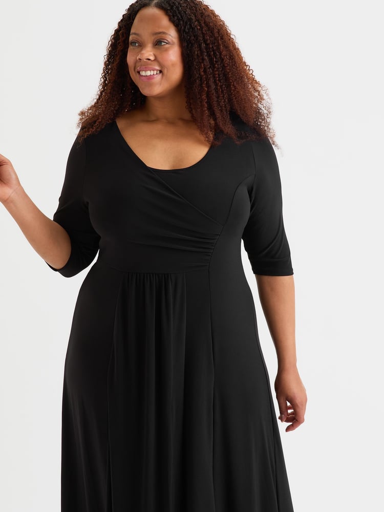 Scarlett & Jo Black Solid Ruched Maxi Gown - Image 2 of 4