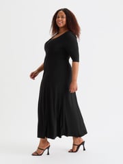 Scarlett & Jo Black Solid Ruched Maxi Gown - Image 3 of 4
