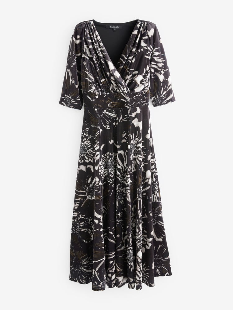 Scarlett & Jo Black Cream Gold Verity Pucci Velvet Maxi Gown - Image 4 of 4