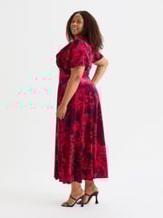 Scarlett & Jo Wine Isabelle Velvet Angel Sleeve Maxi Dress - Image 3 of 4