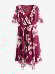 Scarlett & Jo Wine Red/Cream Julie Hanky Hem Dress - Image 5 of 5