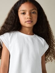 Reiss White Terry 3 Pack 9-13 yrs Cotton-Jersey Cropped T-Shirt 3 Pack - Image 3 of 4
