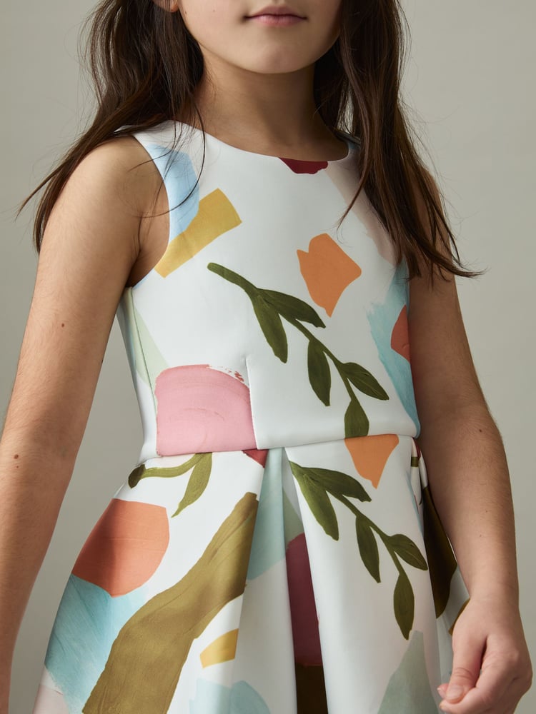 Reiss Multi Kitty 9-13 yrs Abstract Floral Scuba Dress - Image 1 of 4