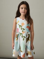 Reiss Multi Kitty 9-13 yrs Abstract Floral Scuba Dress - Image 3 of 4